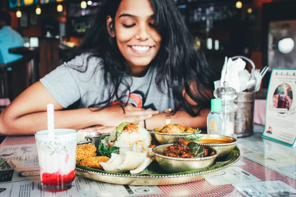 Woman with street food